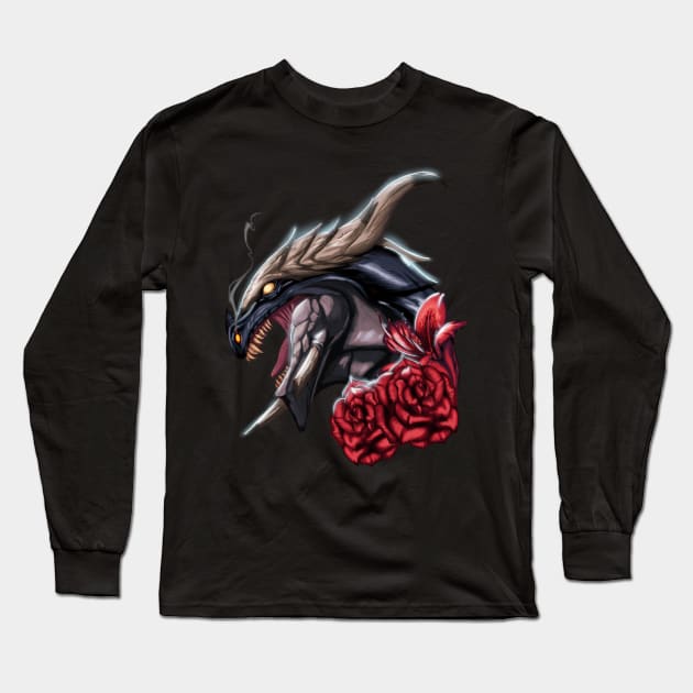 Broken Tusk - Evil Black Dragon Long Sleeve T-Shirt by Xonaar Illustrations